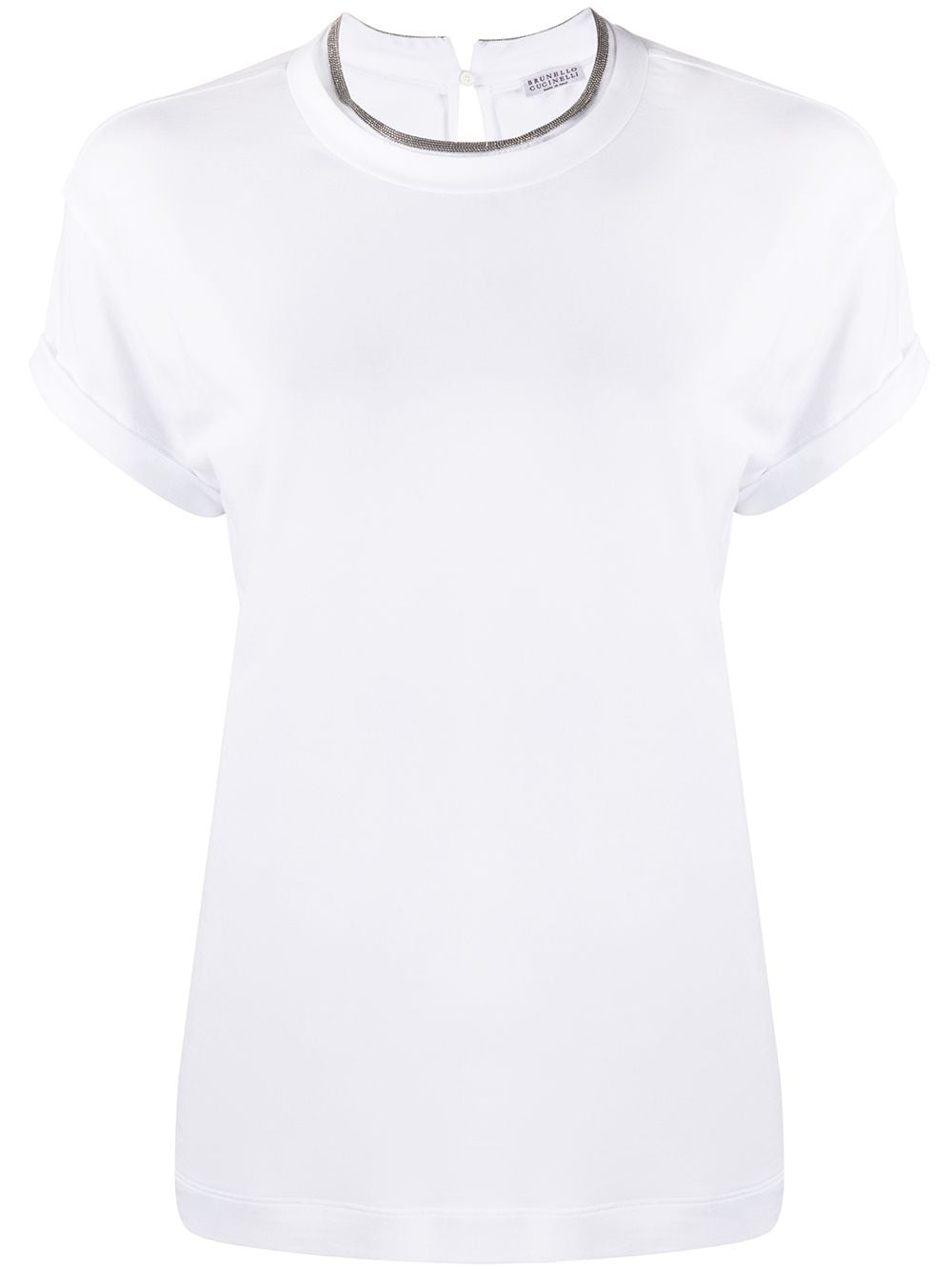 Brunello Cucinelli Women Monili Collar Cotton T-Shirt BRUNELLO CUCINELLI