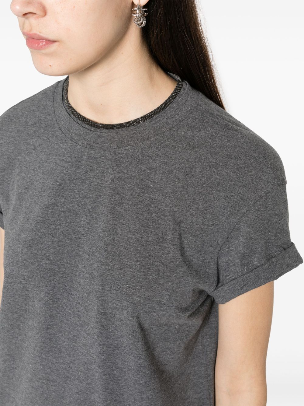 Brunello Cucinelli Women Monili Collar Cotton T-Shirt BRUNELLO CUCINELLI