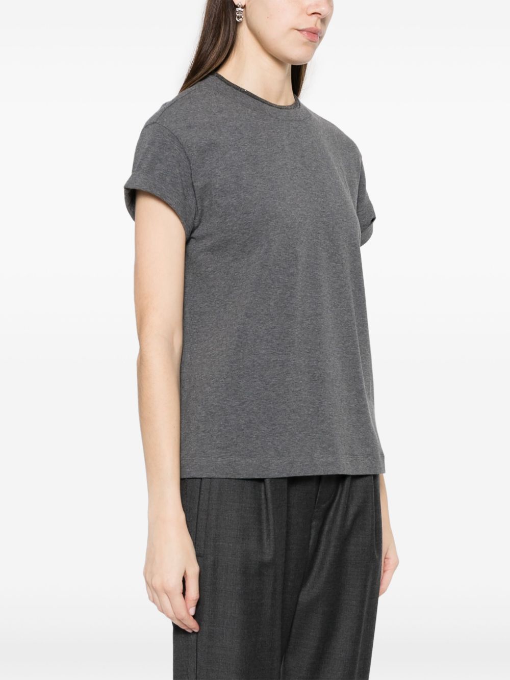 Brunello Cucinelli Women Monili Collar Cotton T-Shirt BRUNELLO CUCINELLI