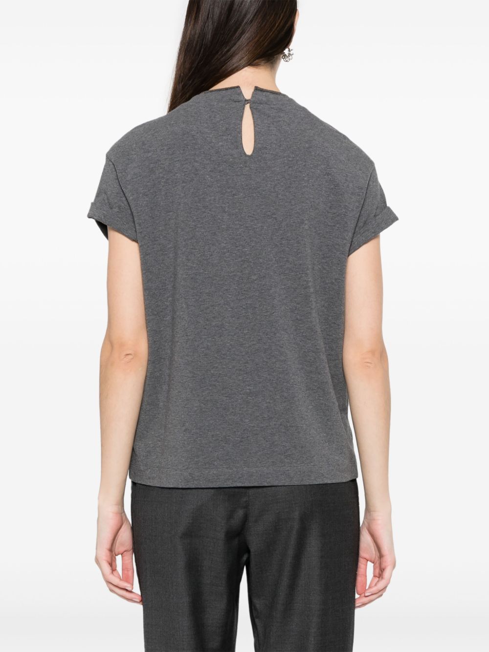 Brunello Cucinelli Women Monili Collar Cotton T-Shirt BRUNELLO CUCINELLI