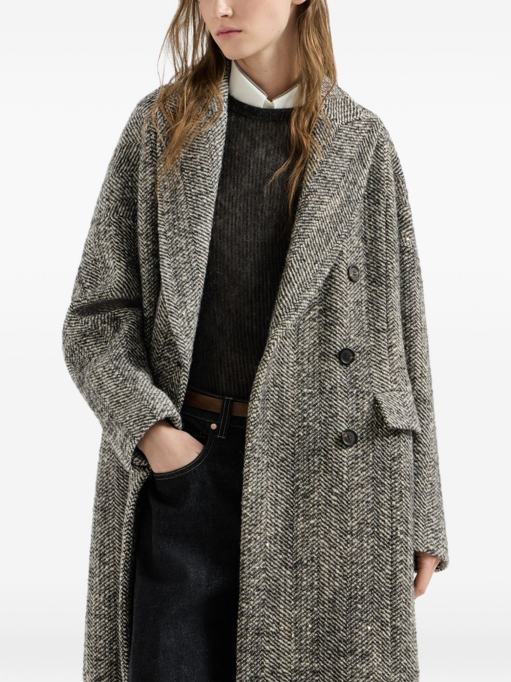 Brunello Cucinelli Women Wool Double-Breasted Coat BRUNELLO CUCINELLI