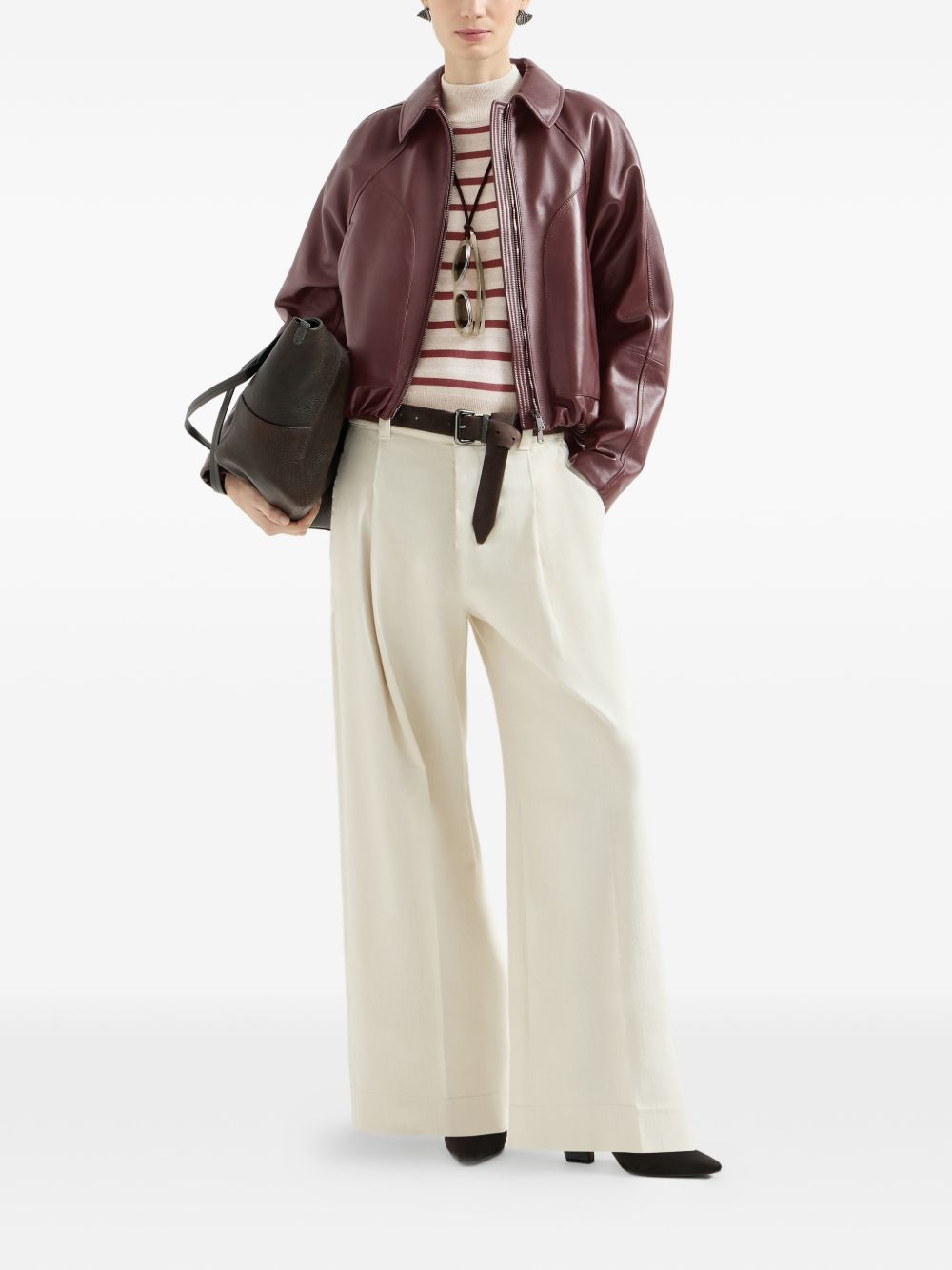 Brunello Cucinelli Women Wool And Cashmere Striped Sweater BRUNELLO CUCINELLI
