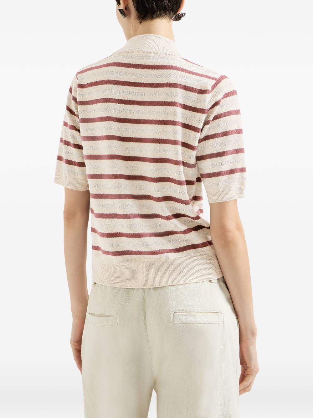 Brunello Cucinelli Women Wool And Cashmere Striped Sweater BRUNELLO CUCINELLI