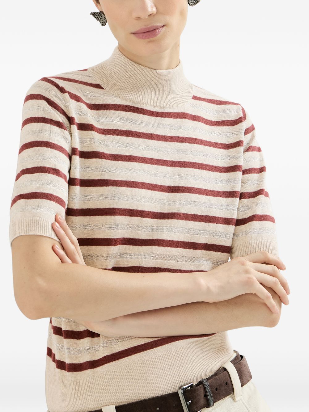 Brunello Cucinelli Women Wool And Cashmere Striped Sweater BRUNELLO CUCINELLI