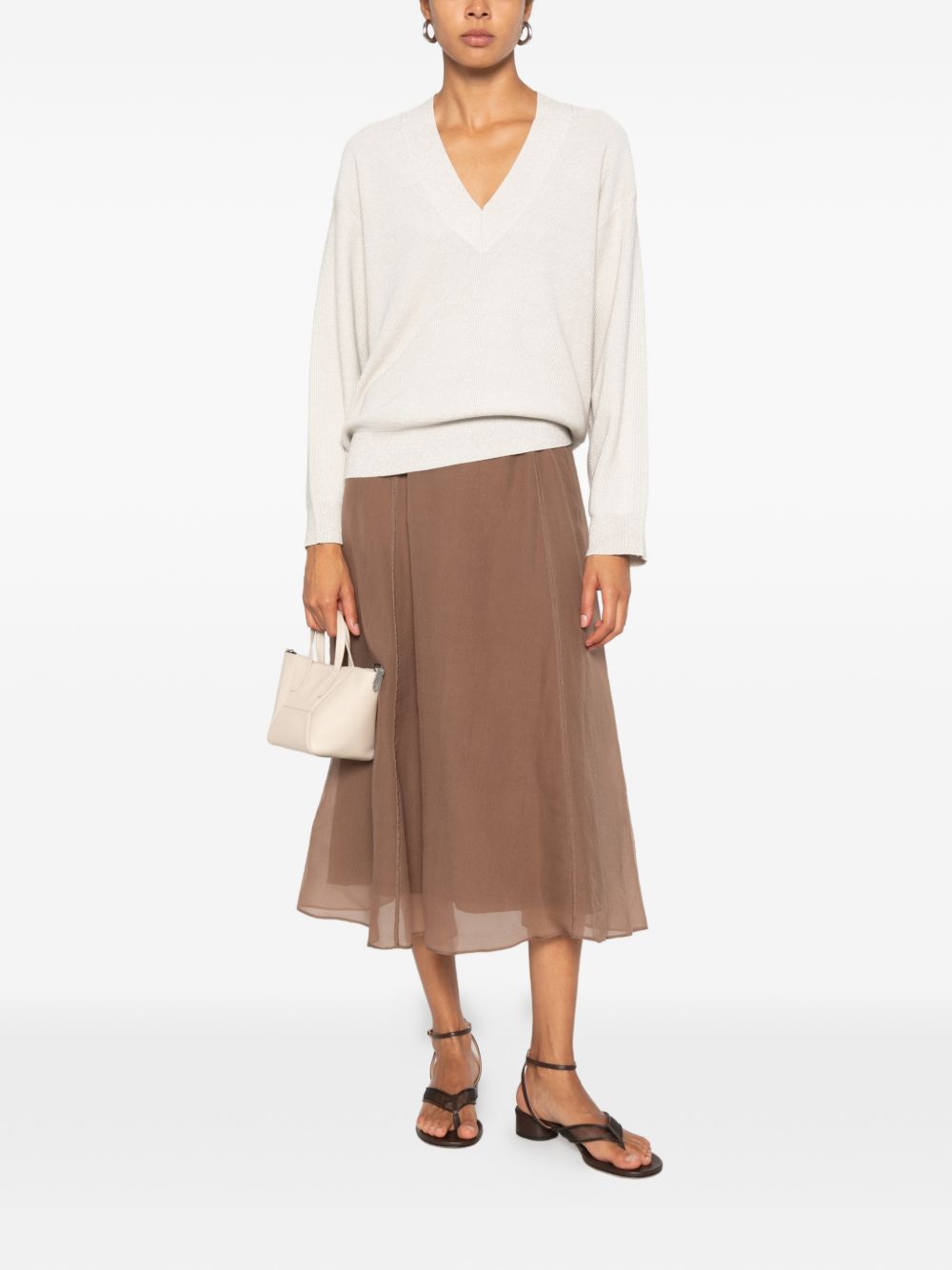 Brunello Cucinelli Women Cotton V-Necked Sweater BRUNELLO CUCINELLI