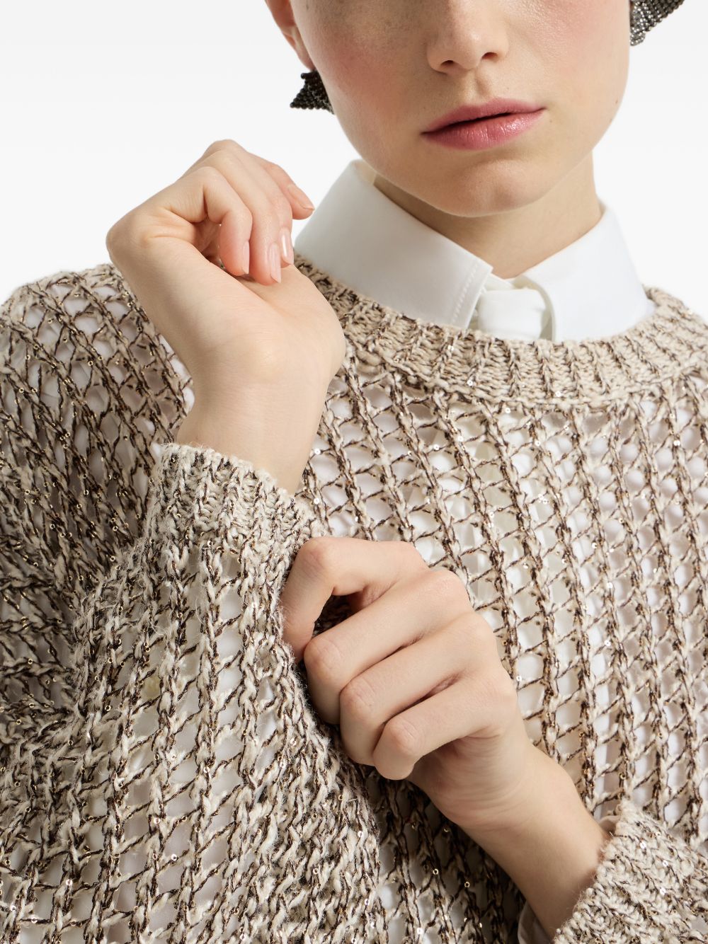 Brunello Cucinelli Women Wool And Silk Crewneck Sweater BRUNELLO CUCINELLI
