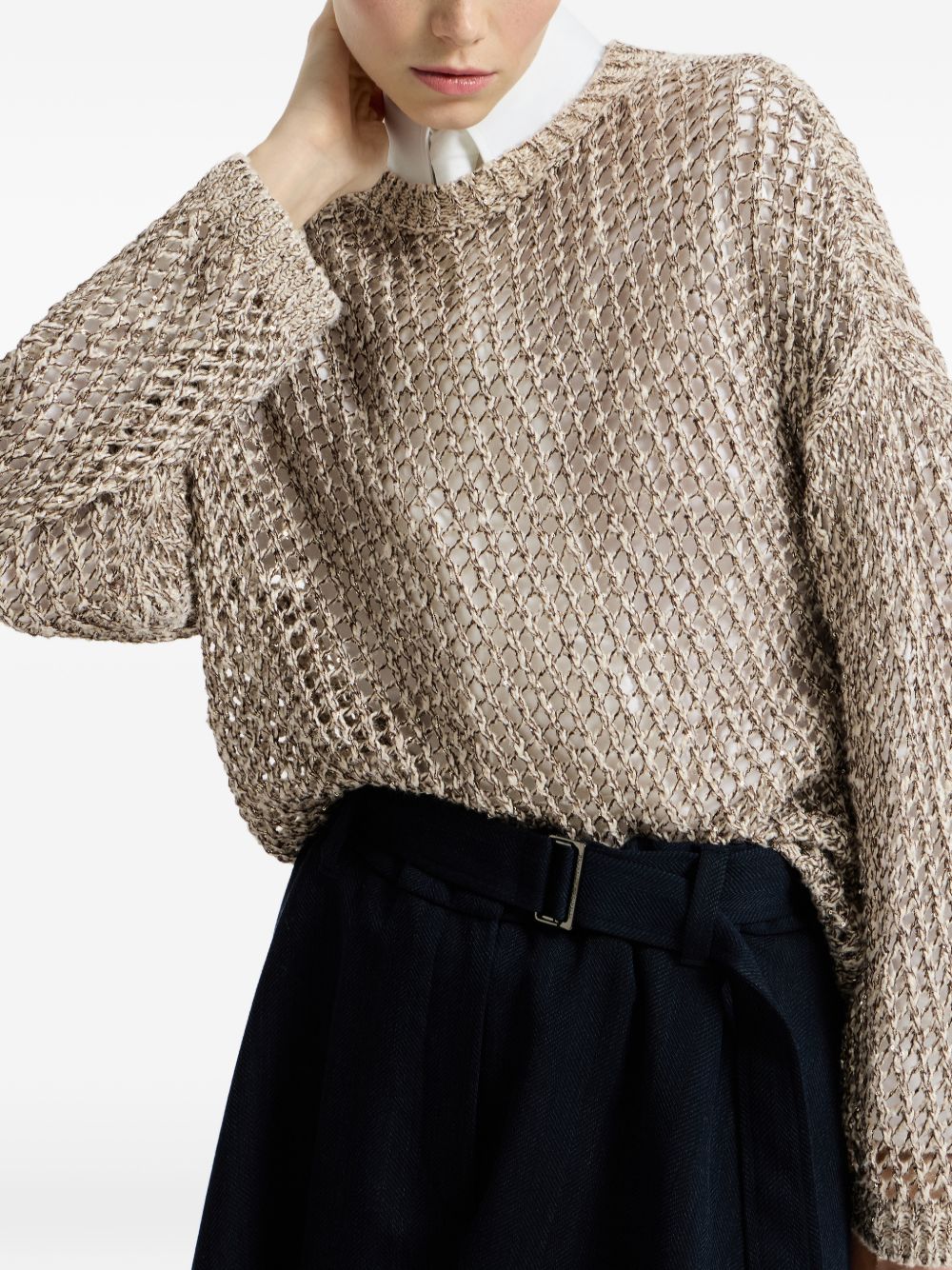 Brunello Cucinelli Women Wool And Silk Crewneck Sweater BRUNELLO CUCINELLI