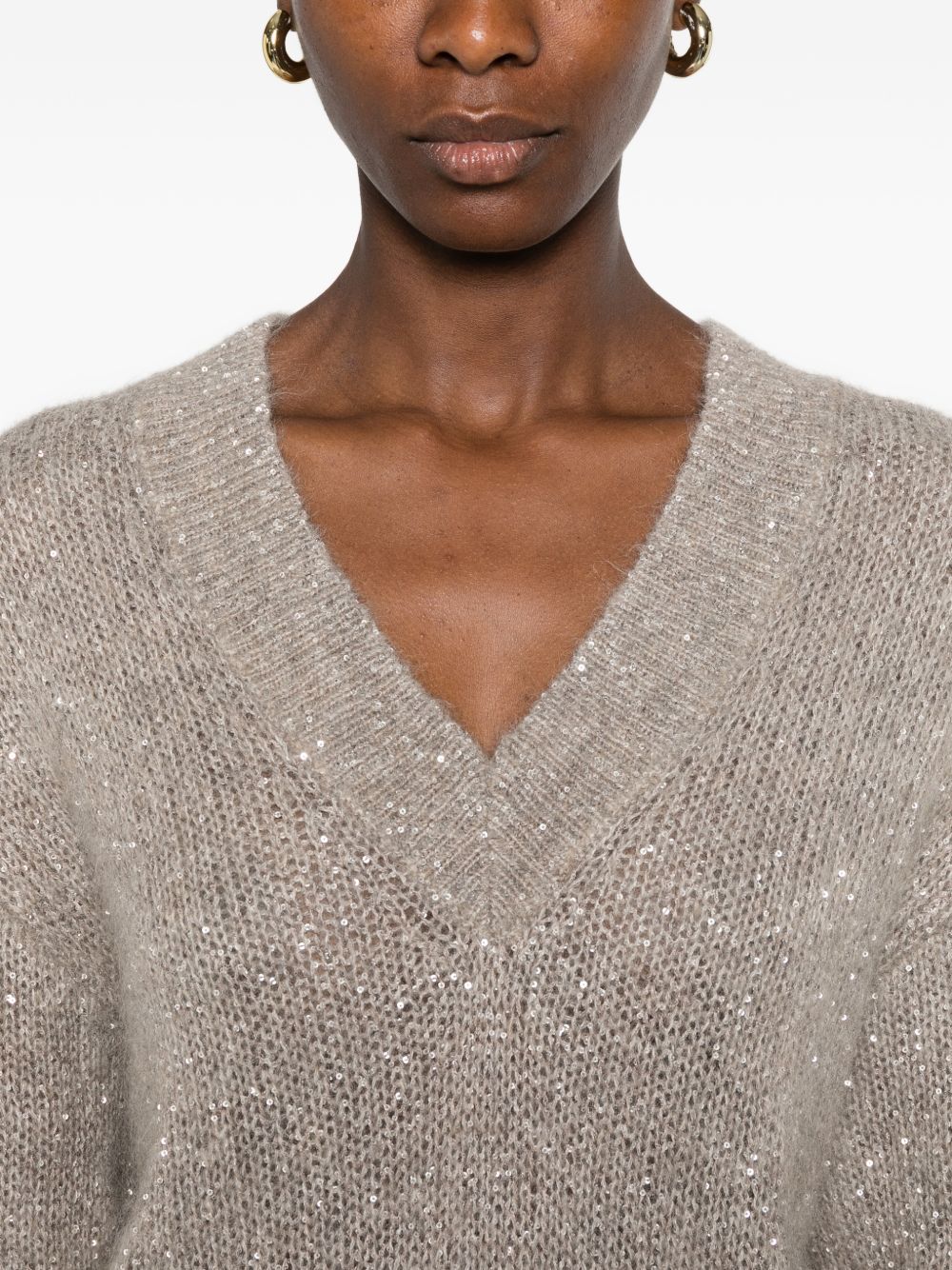 Brunello Cucinelli Women Wool Blend V-Necked Sweater BRUNELLO CUCINELLI