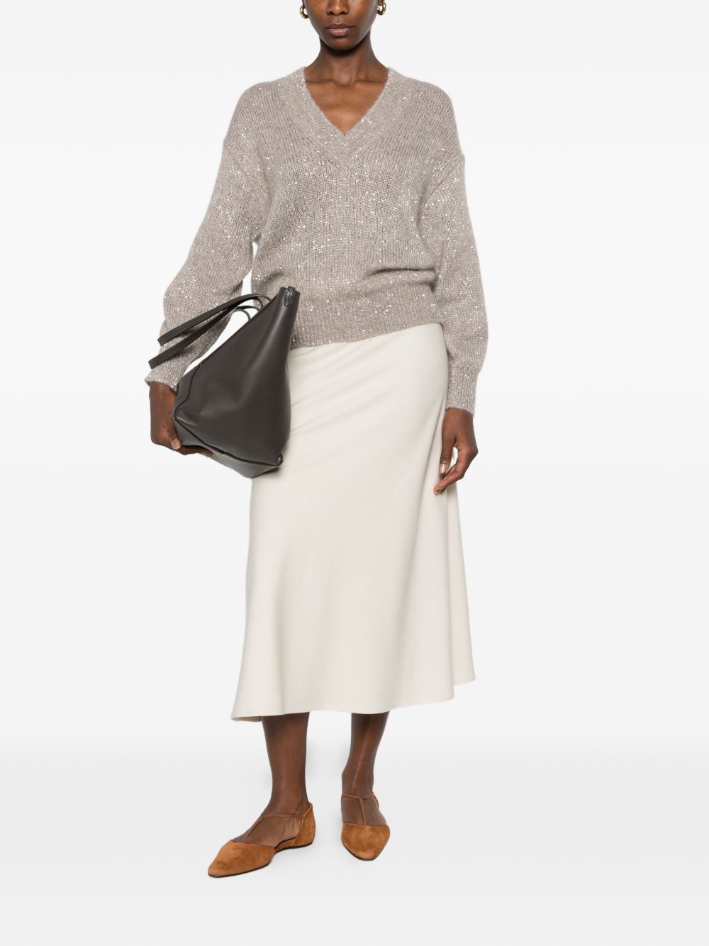 Brunello Cucinelli Women Wool Blend V-Necked Sweater BRUNELLO CUCINELLI