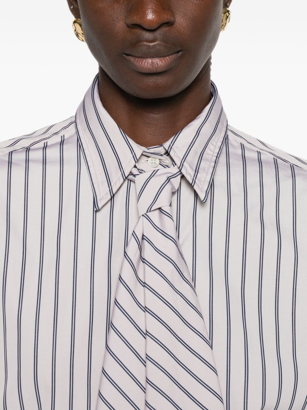 Brunello Cucinelli Women Striped Cotton Shirt BRUNELLO CUCINELLI