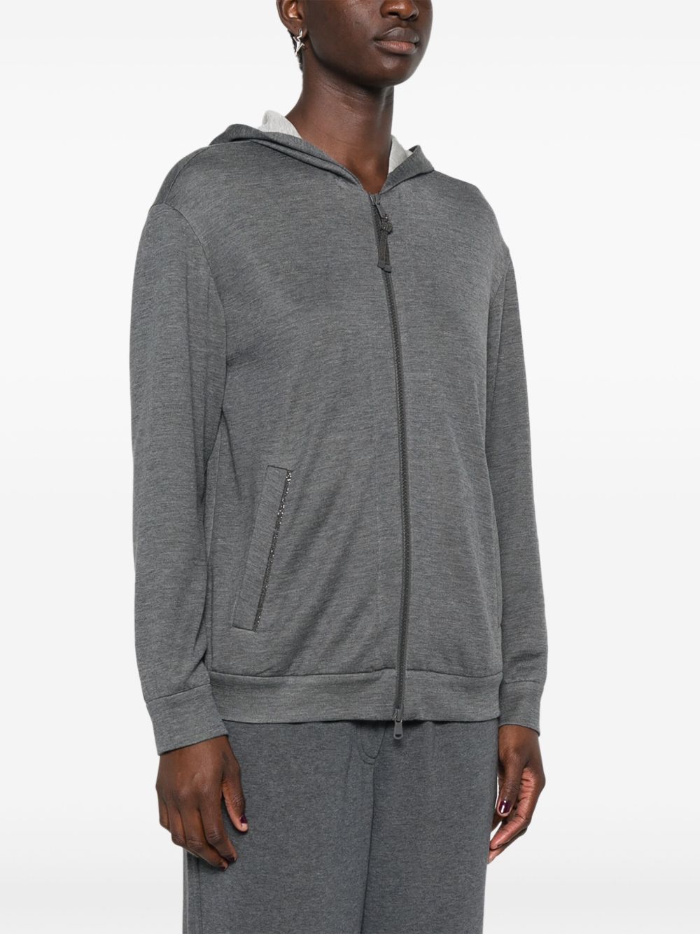Brunello Cucinelli Women Cotton And Silk Hooded Cardigan BRUNELLO CUCINELLI