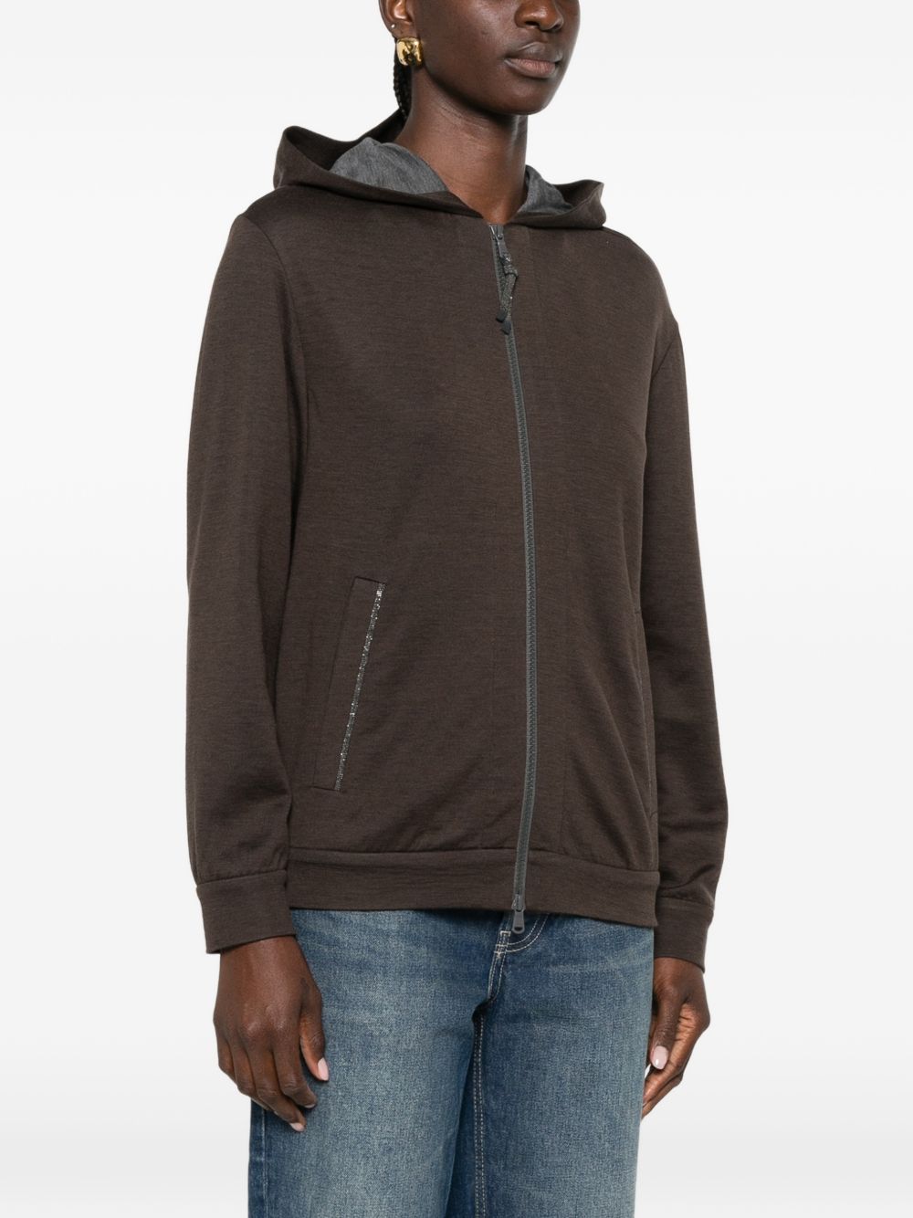 Brunello Cucinelli Women Cotton And Silk Hooded Cardigan BRUNELLO CUCINELLI