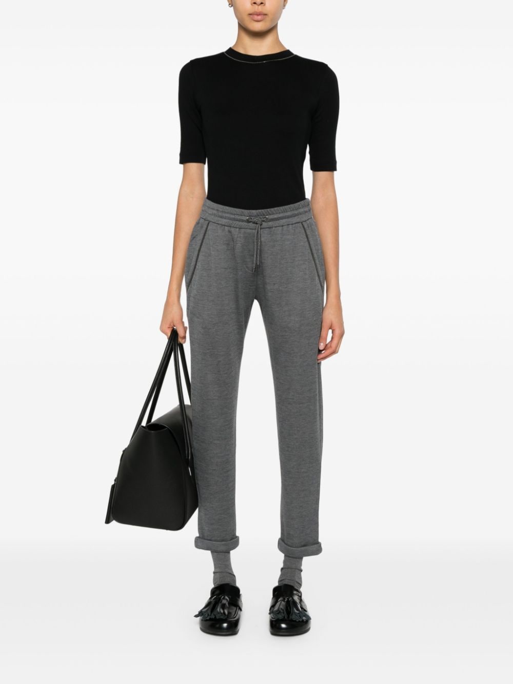 Brunello Cucinelli Women Cotton And Silk Trousers BRUNELLO CUCINELLI