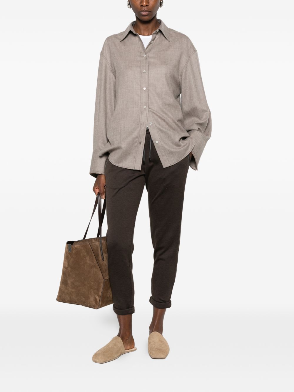 Brunello Cucinelli Women Cotton And Silk Trousers BRUNELLO CUCINELLI
