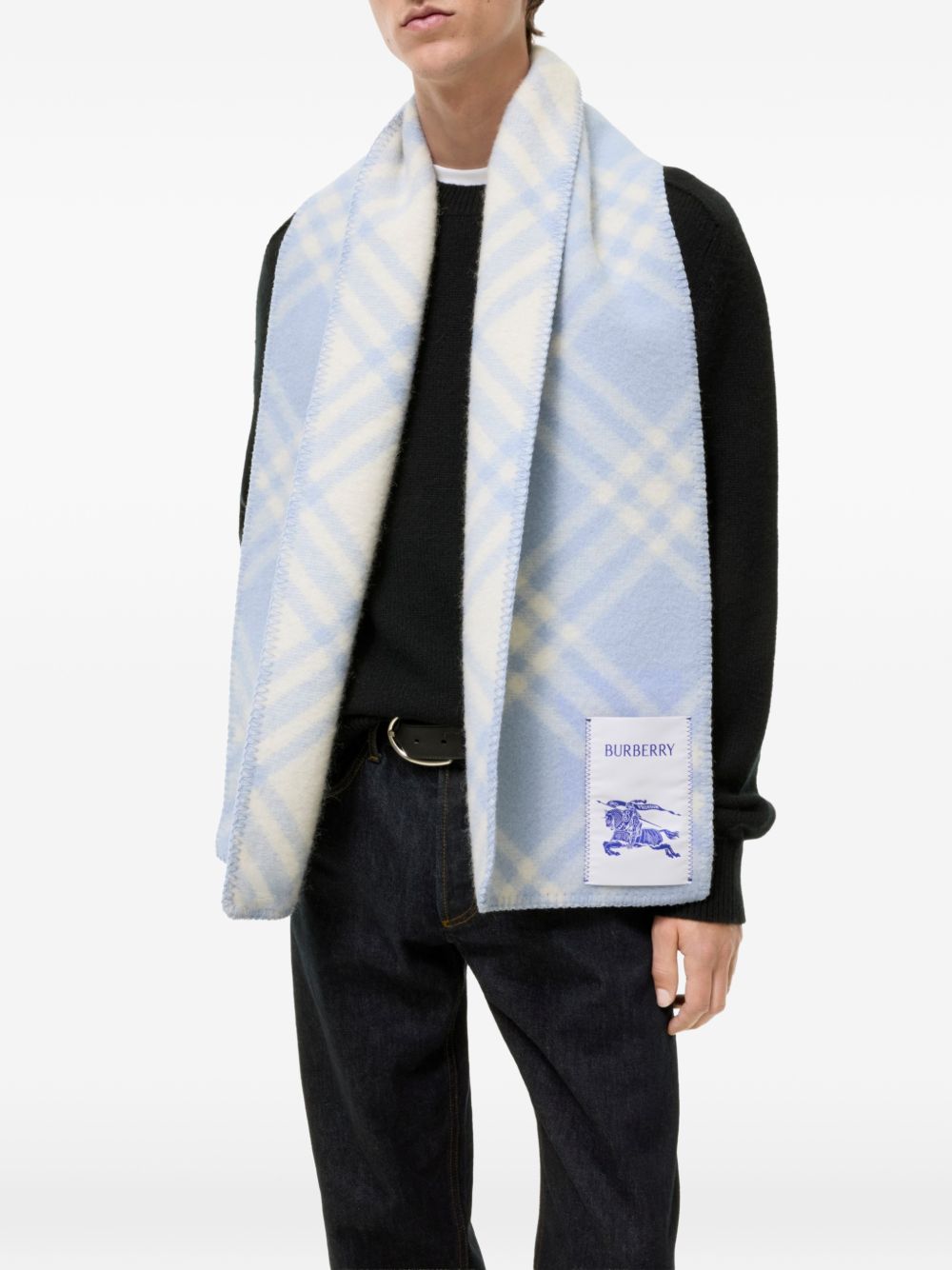 Burberry Men Check Wool Scarf BURBERRY