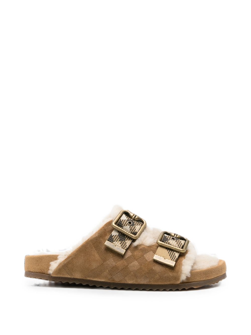 Burberry Women Urchin Check Shearling Sandals BURBERRY