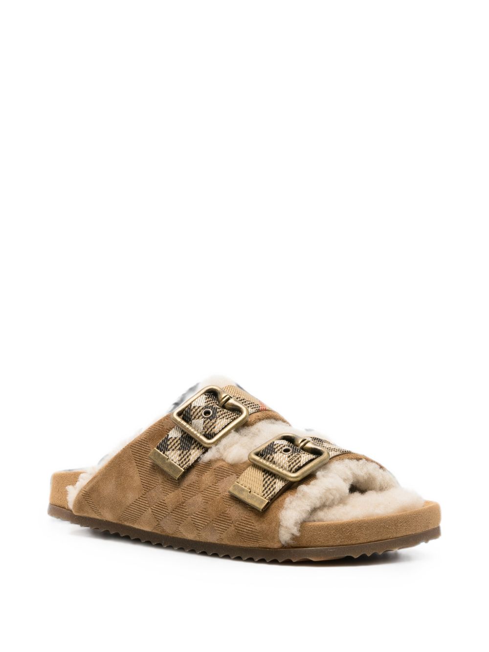 Burberry Women Urchin Check Shearling Sandals BURBERRY