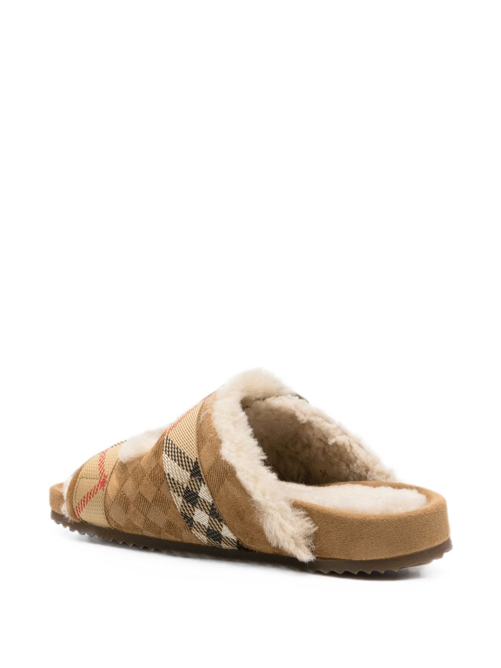 Burberry Women Urchin Check Shearling Sandals BURBERRY