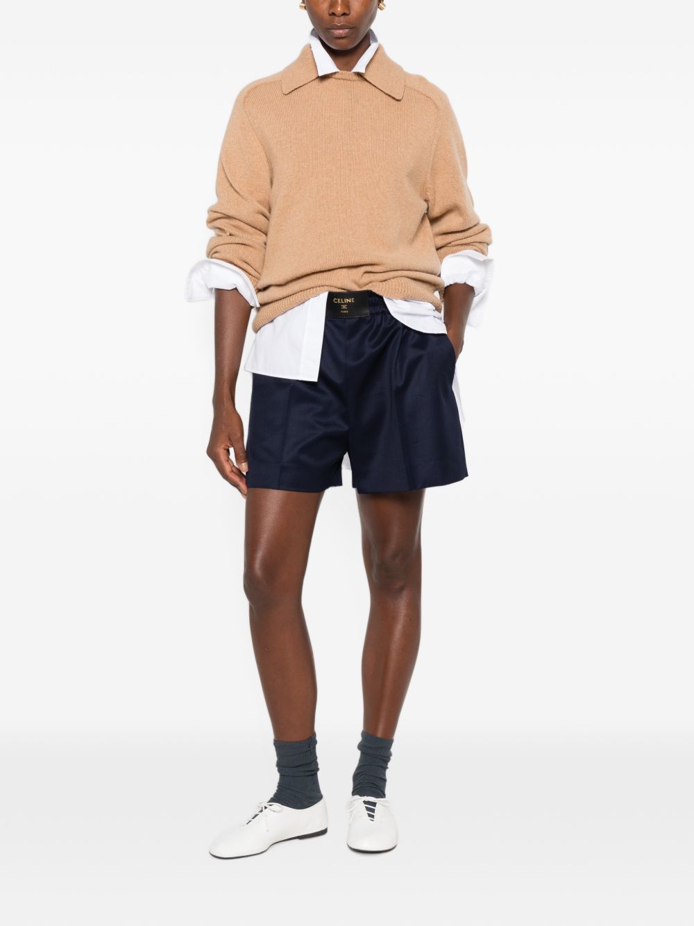 Celine Women Logo Wool Shorts CELINE