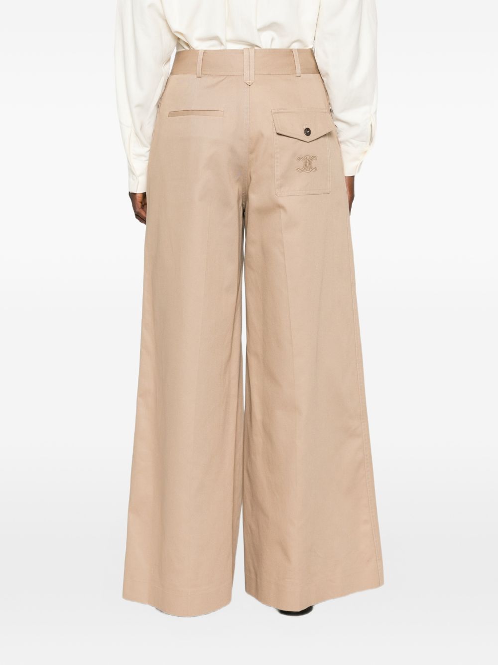 Celine Women Wide-Leg Cotton Trousers CELINE