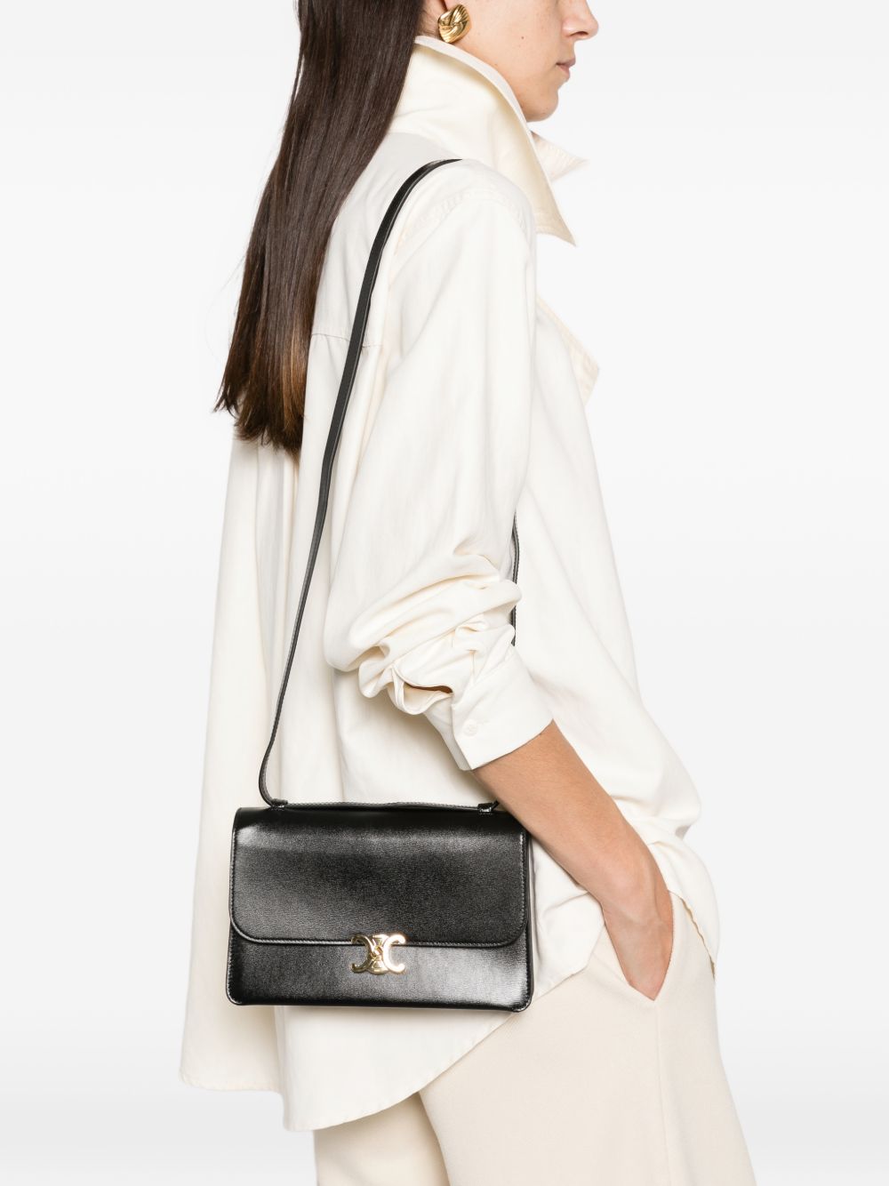 Celine Women Fold Leather Shoulder Bag CELINE