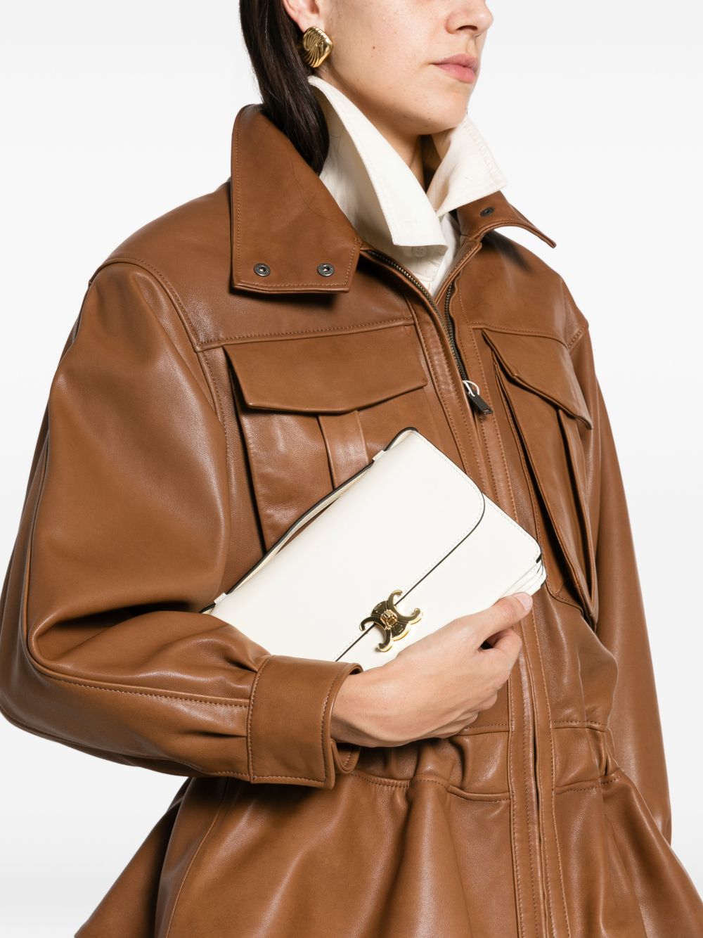 Celine Women Fold Leather Shoulder Bag CELINE