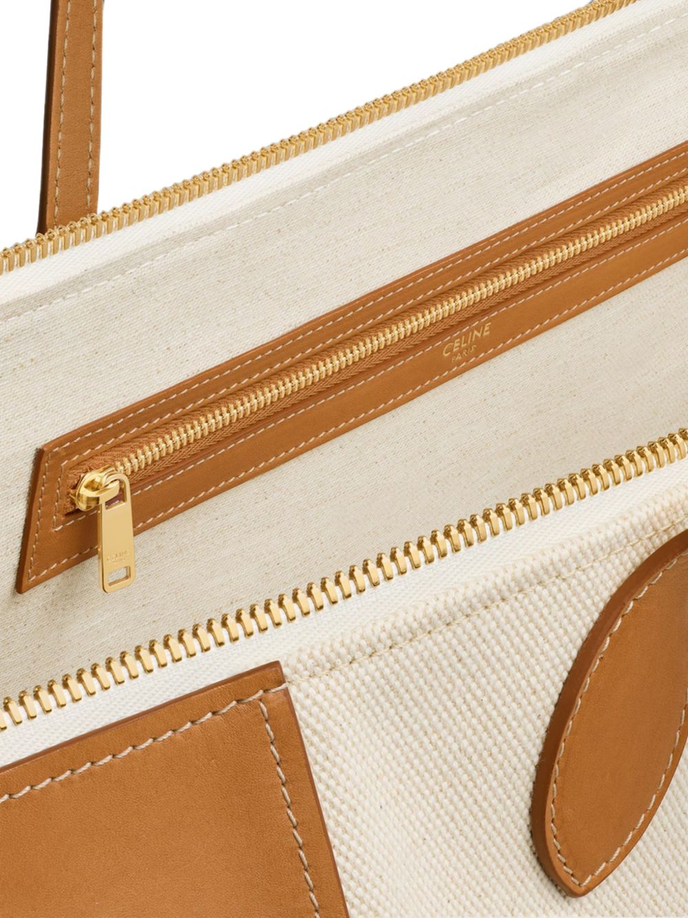 Celine Women Cabas Frame Leather And Canvas Tote CELINE