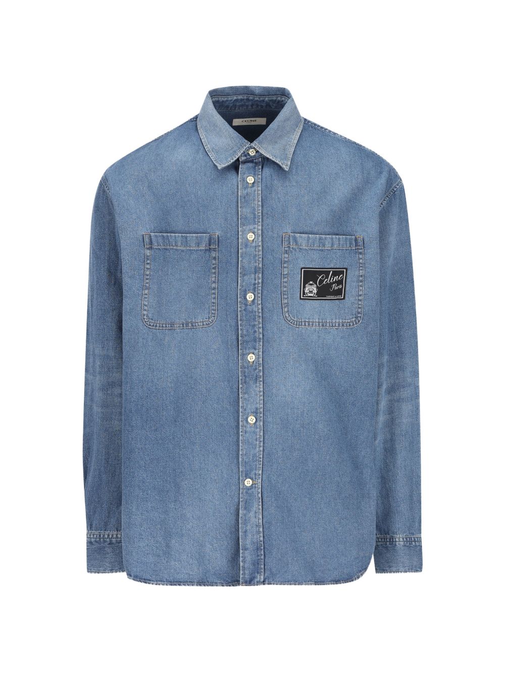 Celine Men Logo Cotton Denim Shirt CELINE