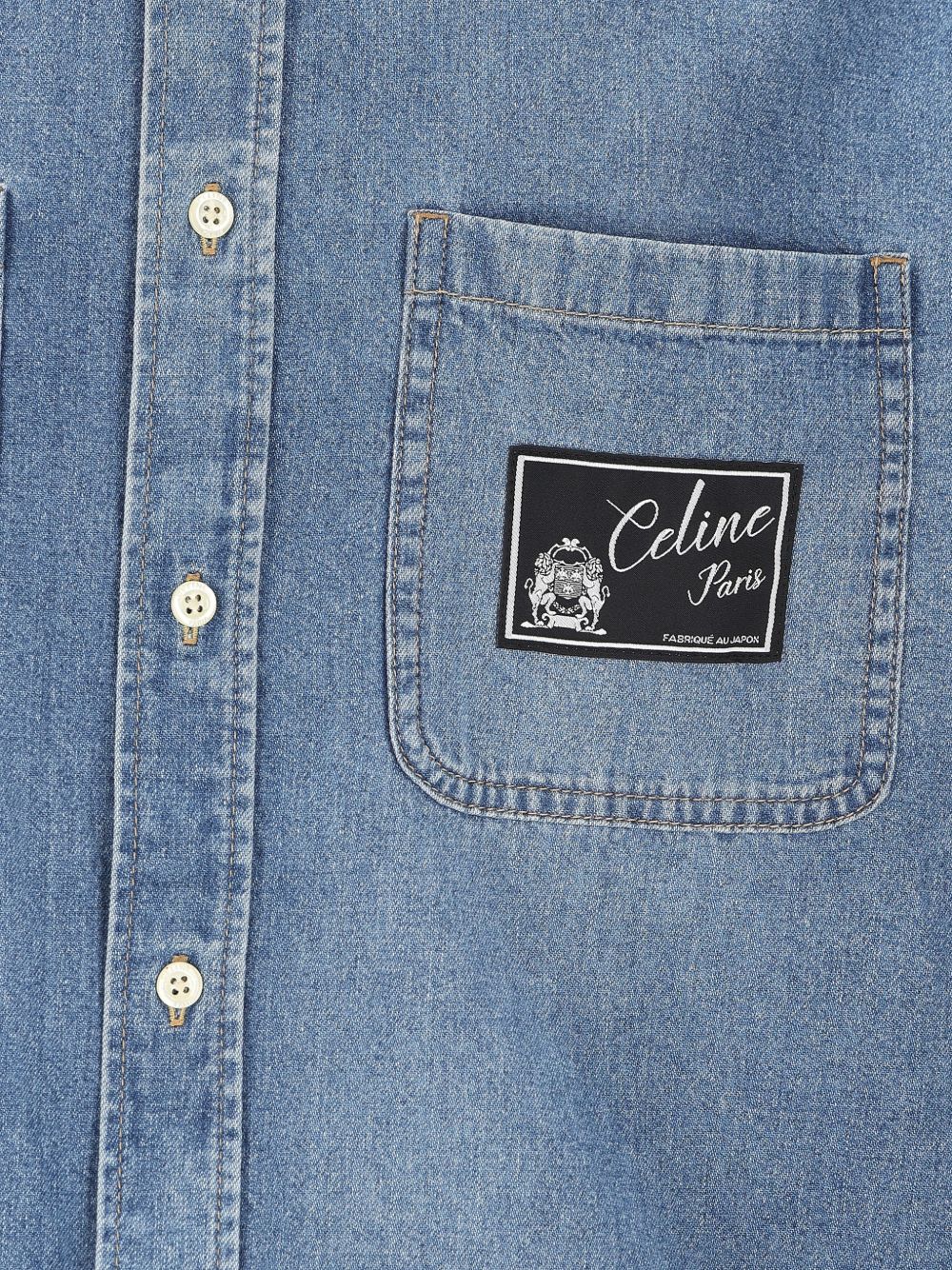 Celine Men Logo Cotton Denim Shirt CELINE