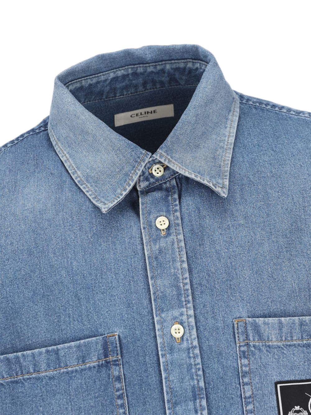 Celine Men Logo Cotton Denim Shirt CELINE