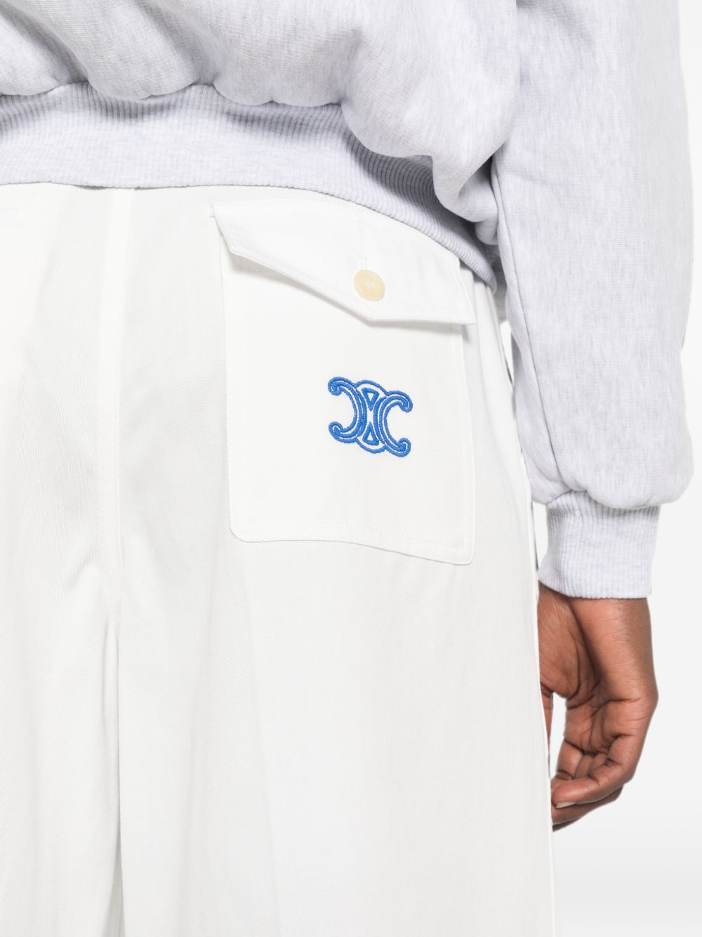 Celine Women Cotton Wide-Leg Trousers CELINE