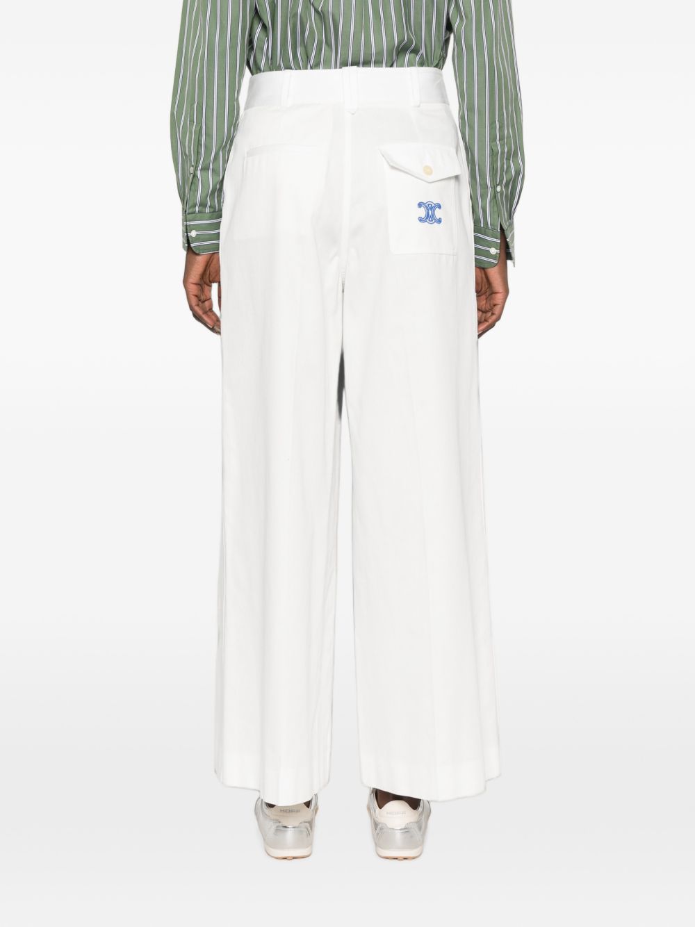 Celine Women Cotton Wide-Leg Trousers CELINE