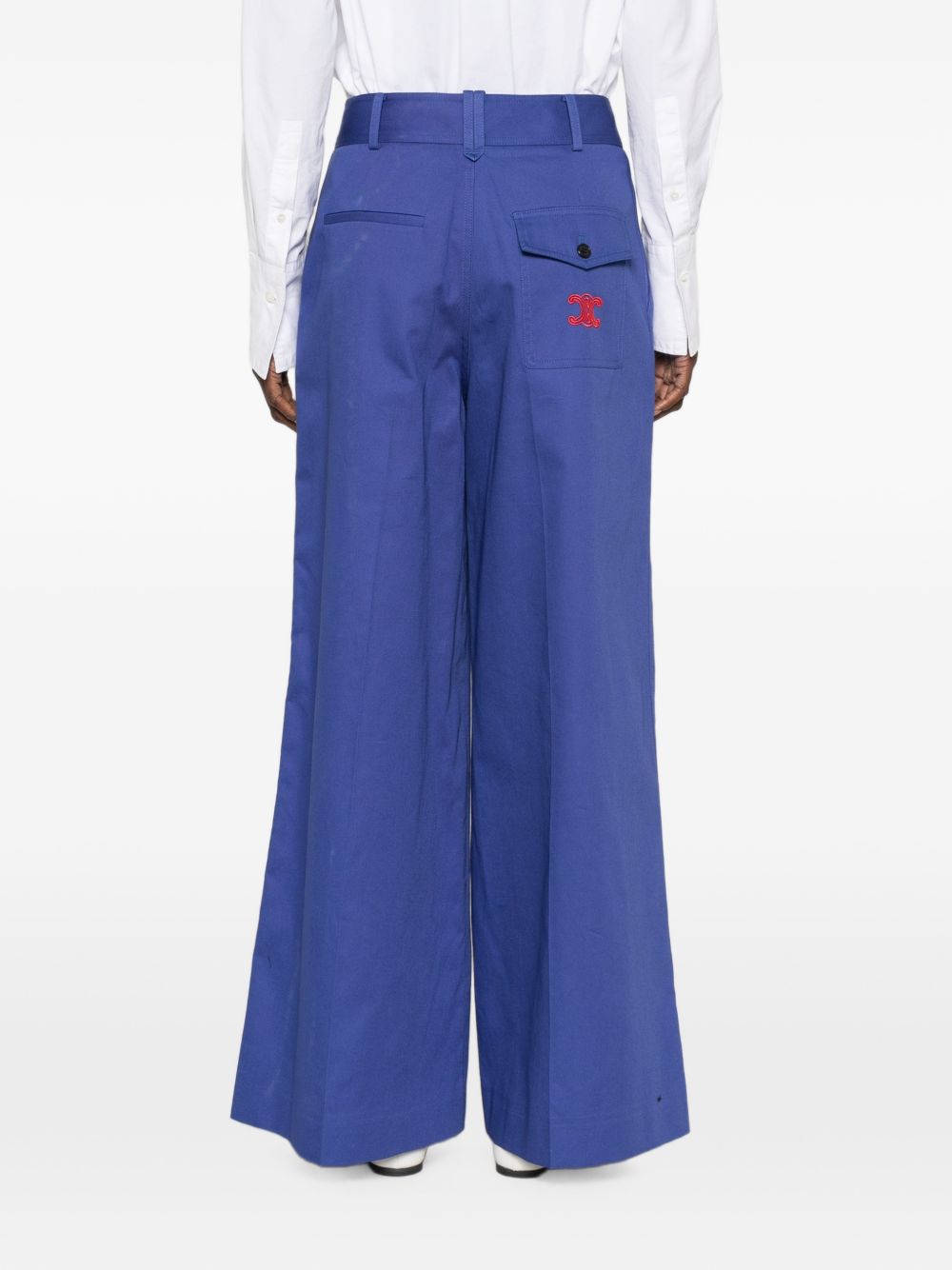 Celine Women Cotton Wide-Leg Trousers CELINE