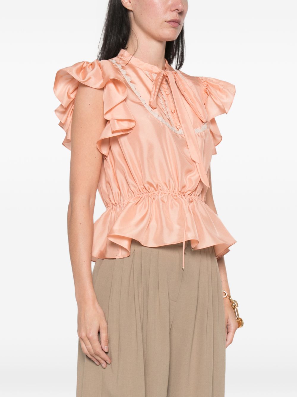 Chloé Women Silk Rouched Top CHLOE