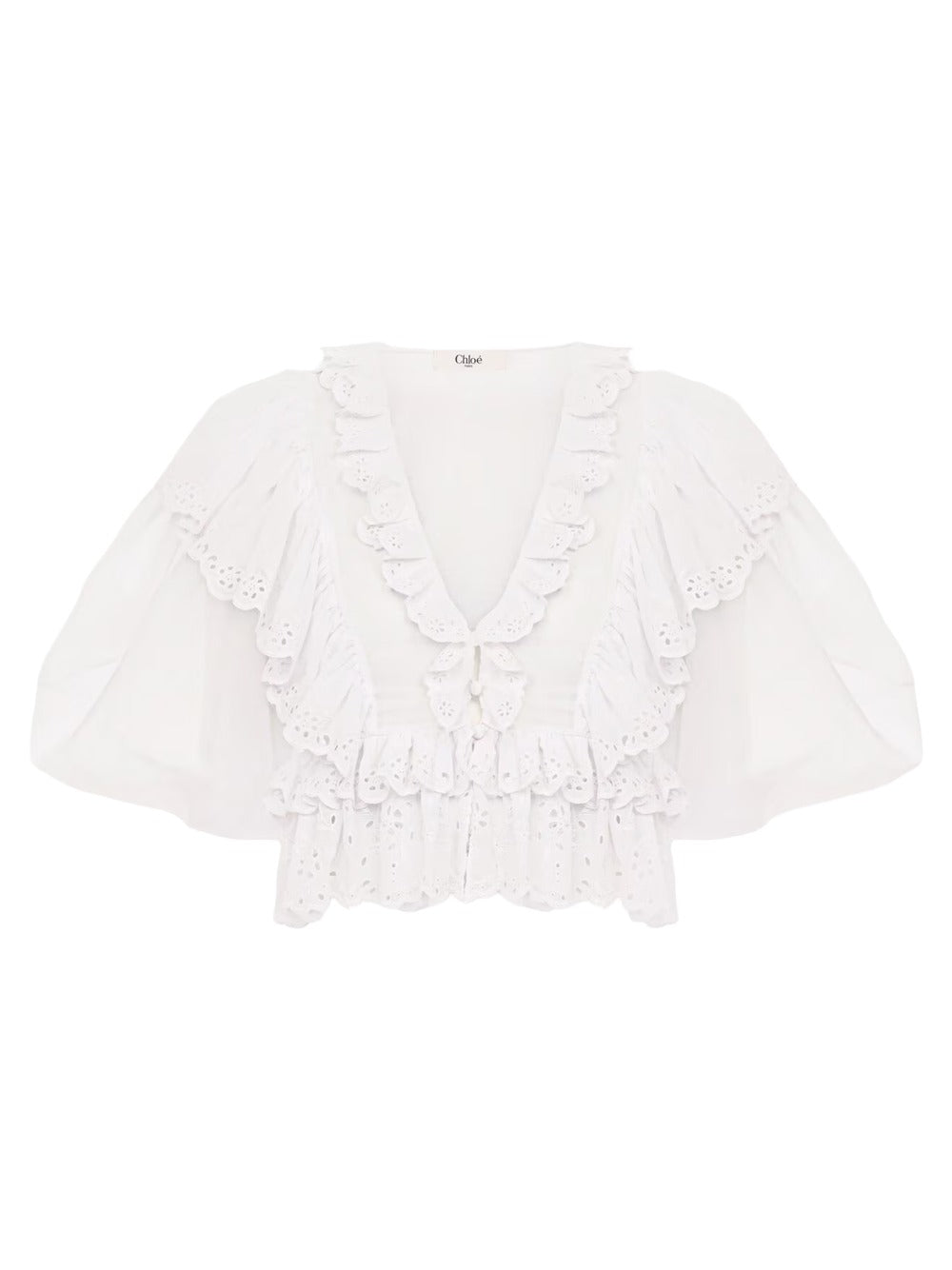 Chloé Women Crop Ruffle Top CHLOE