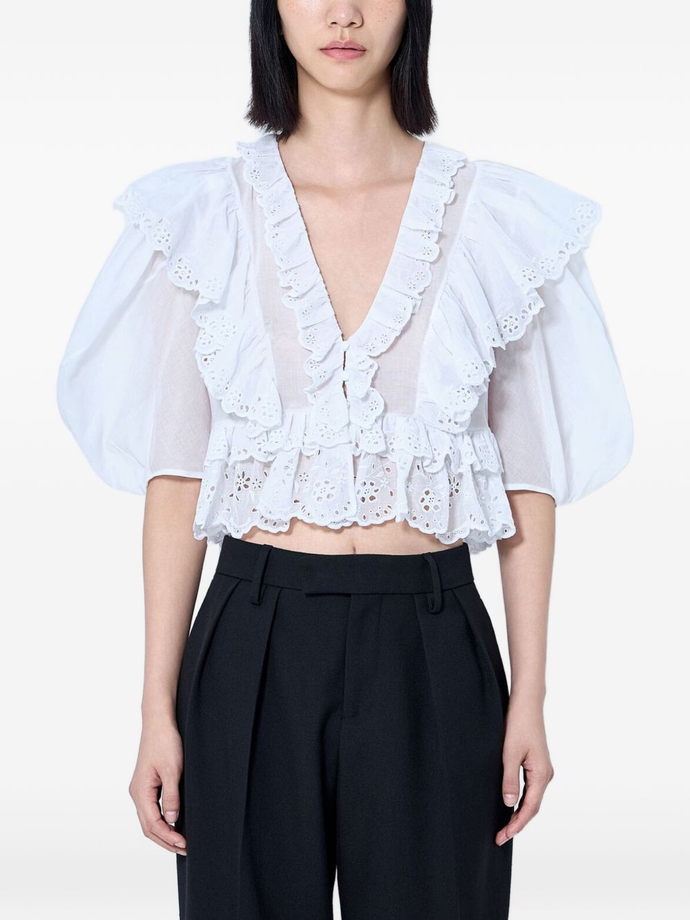 Chloé Women Crop Ruffle Top CHLOE