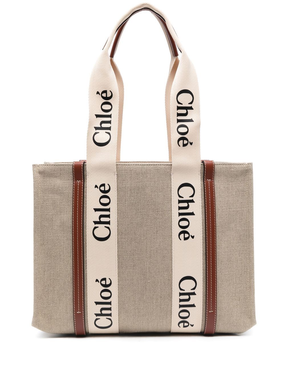 Chloé Women Woody Medium Linen Tote CHLOE