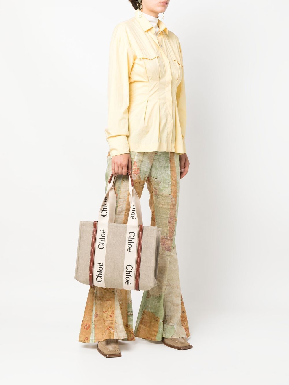 Chloé Women Woody Medium Linen Tote CHLOE
