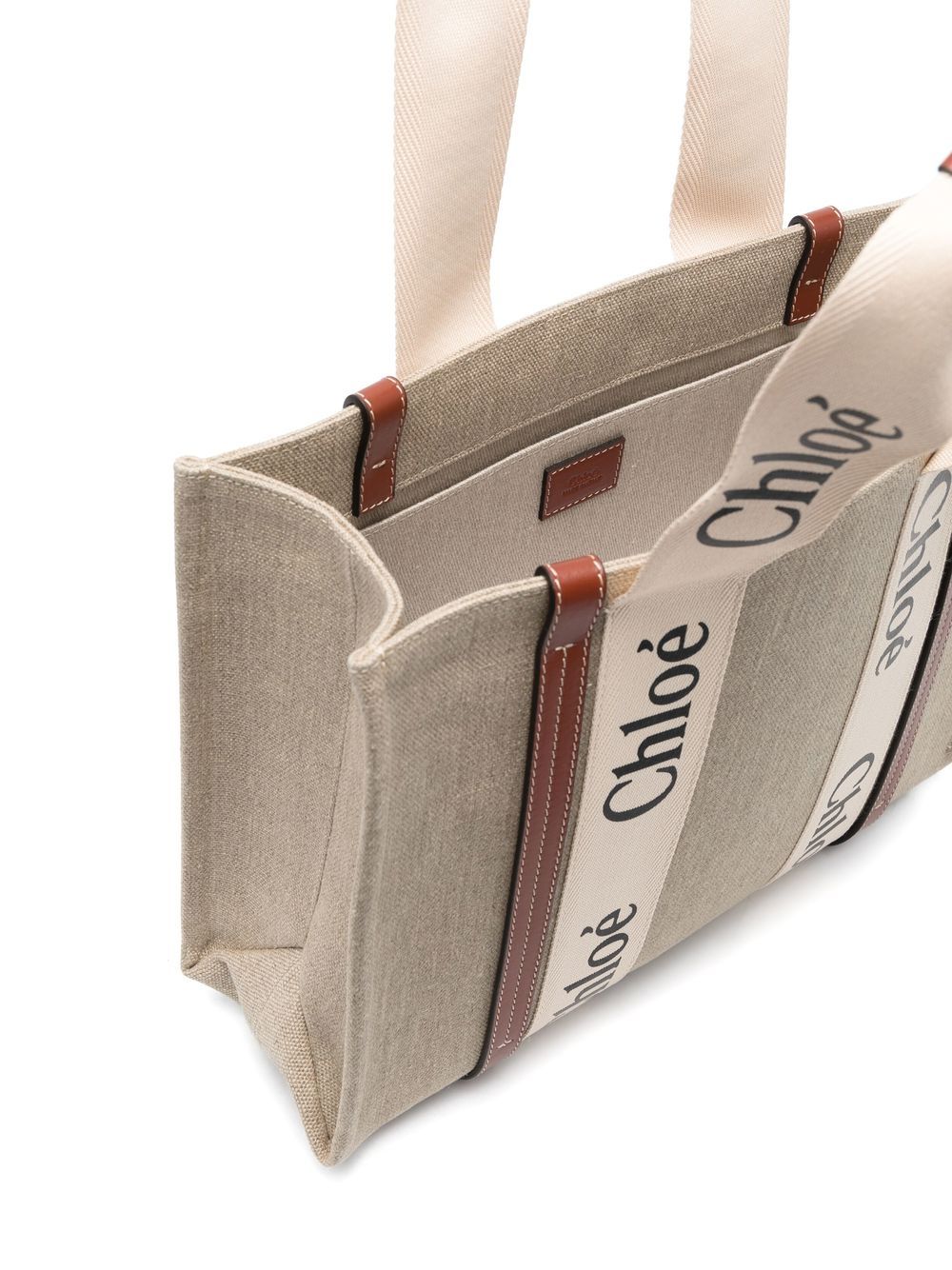 Chloé Women Woody Medium Linen Tote CHLOE