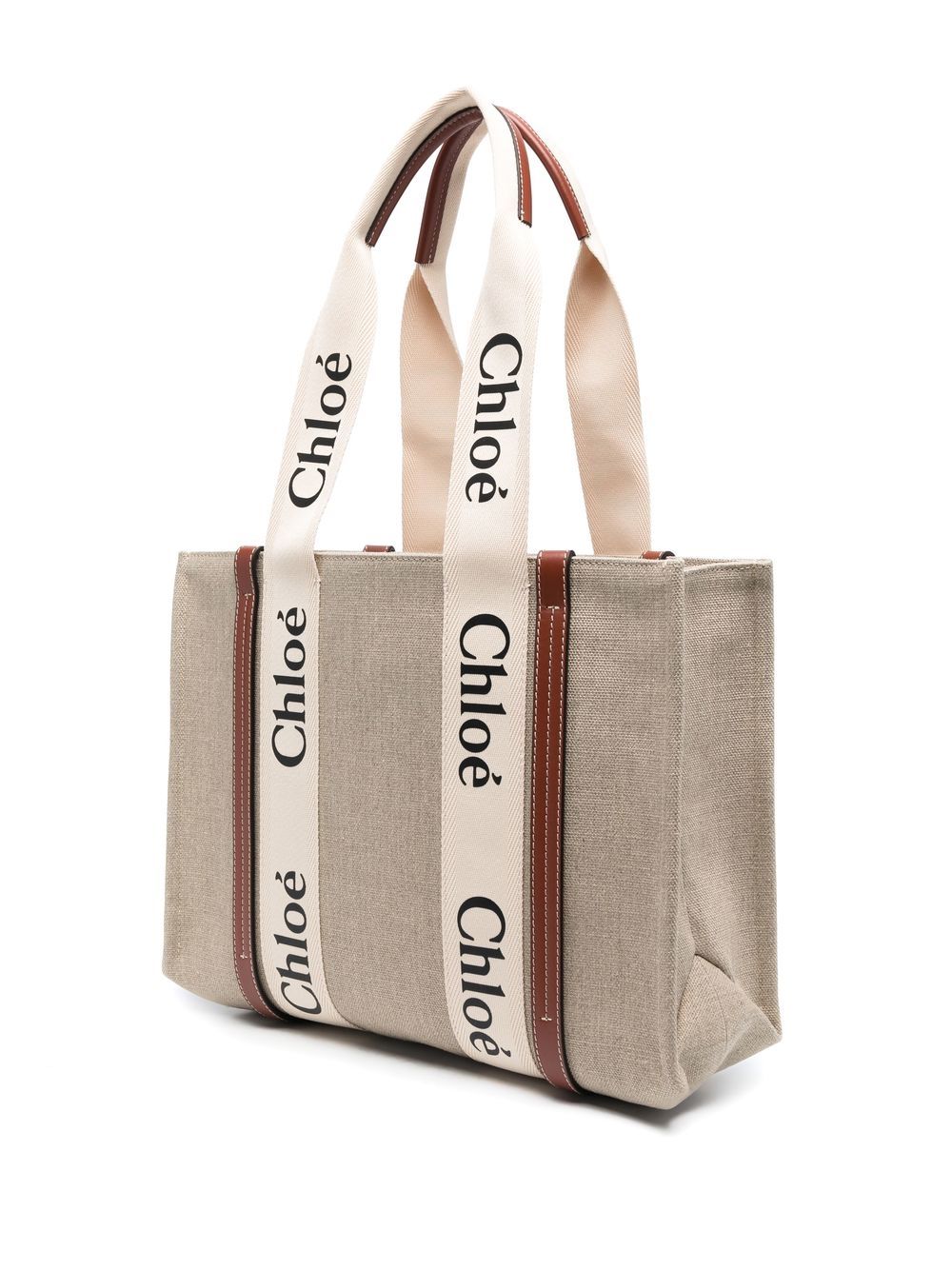 Chloé Women Woody Medium Linen Tote CHLOE