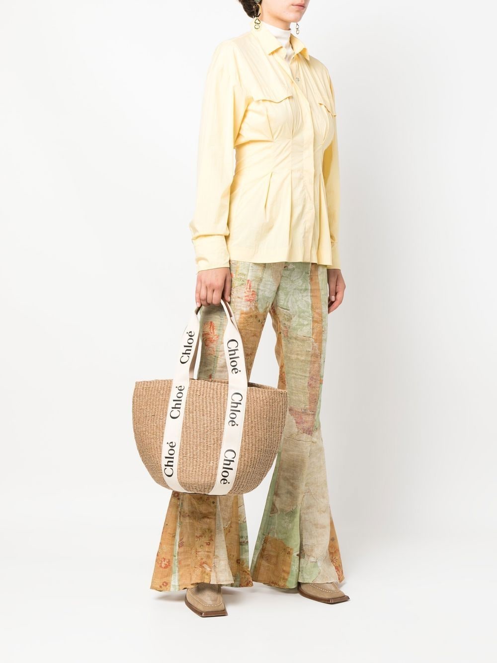 Chloé Women Woody Large Straw Basket Bag CHLOE