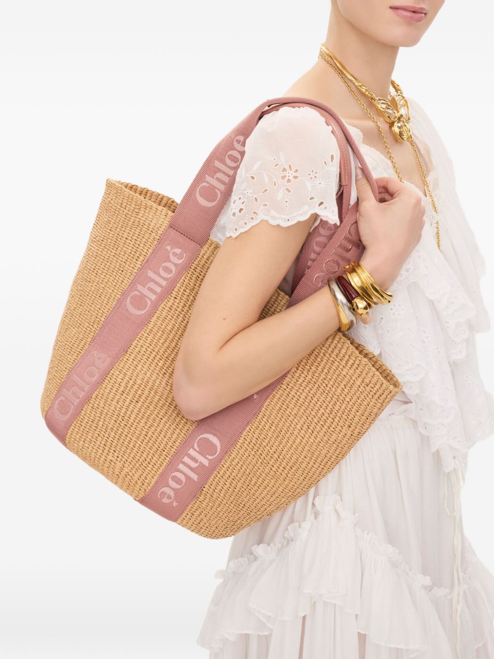 Chloé Women Woody Large Rafia Basket Bag CHLOE