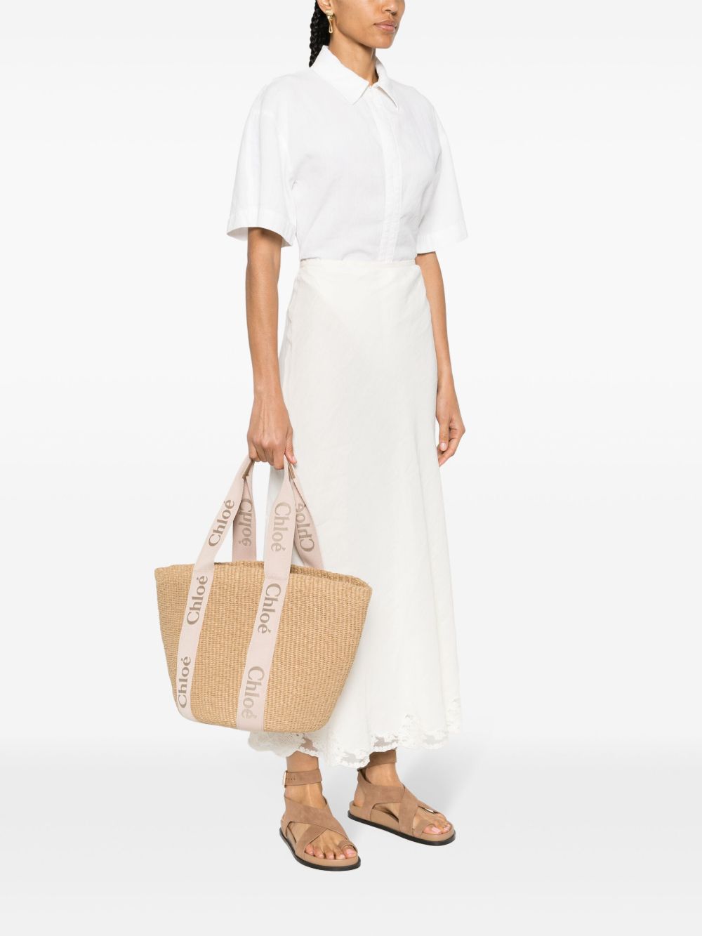 Chloé Women Woody Large Rafia Tote CHLOE
