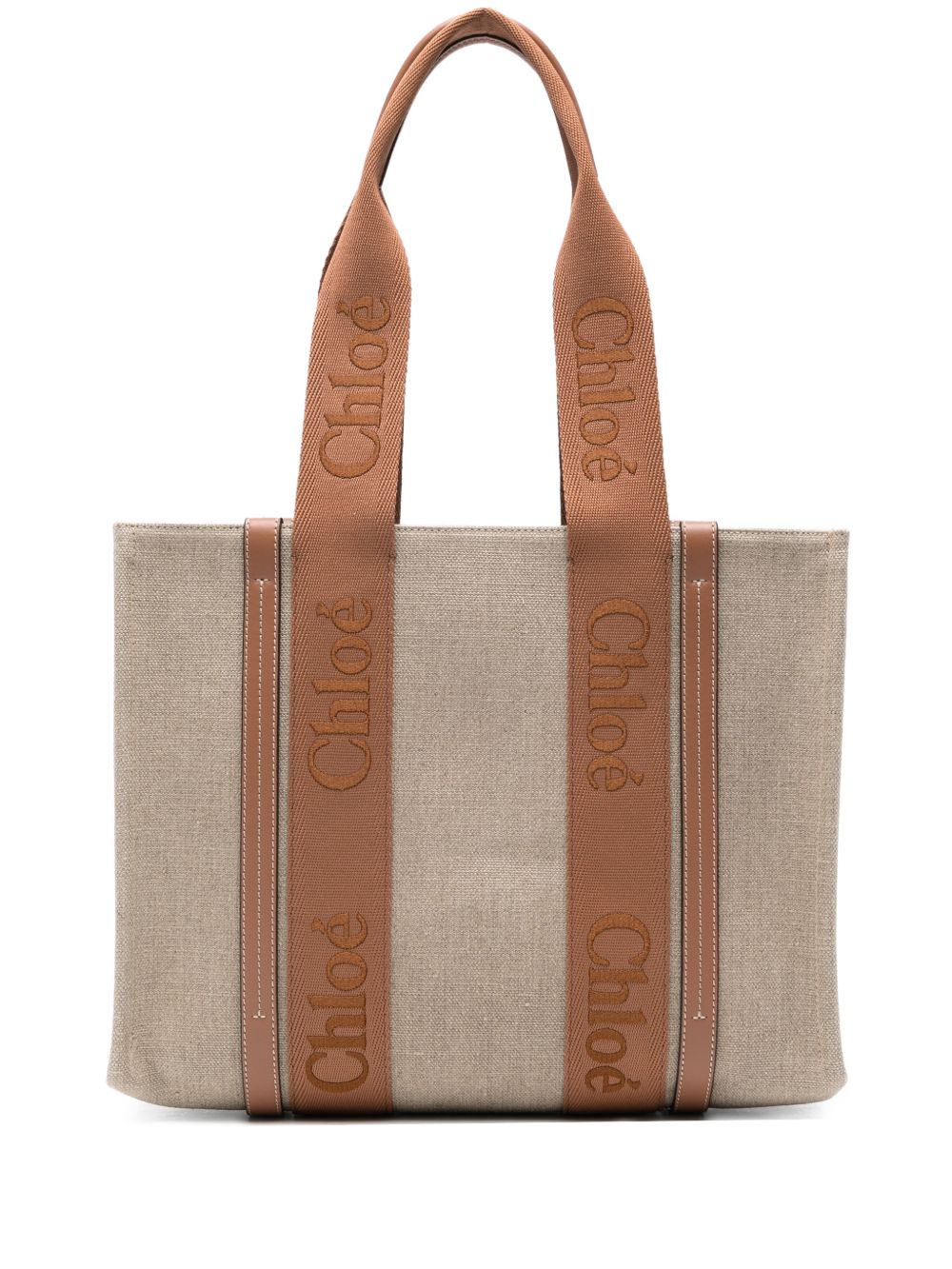 Chloé Women Woody Linen Tote Bag