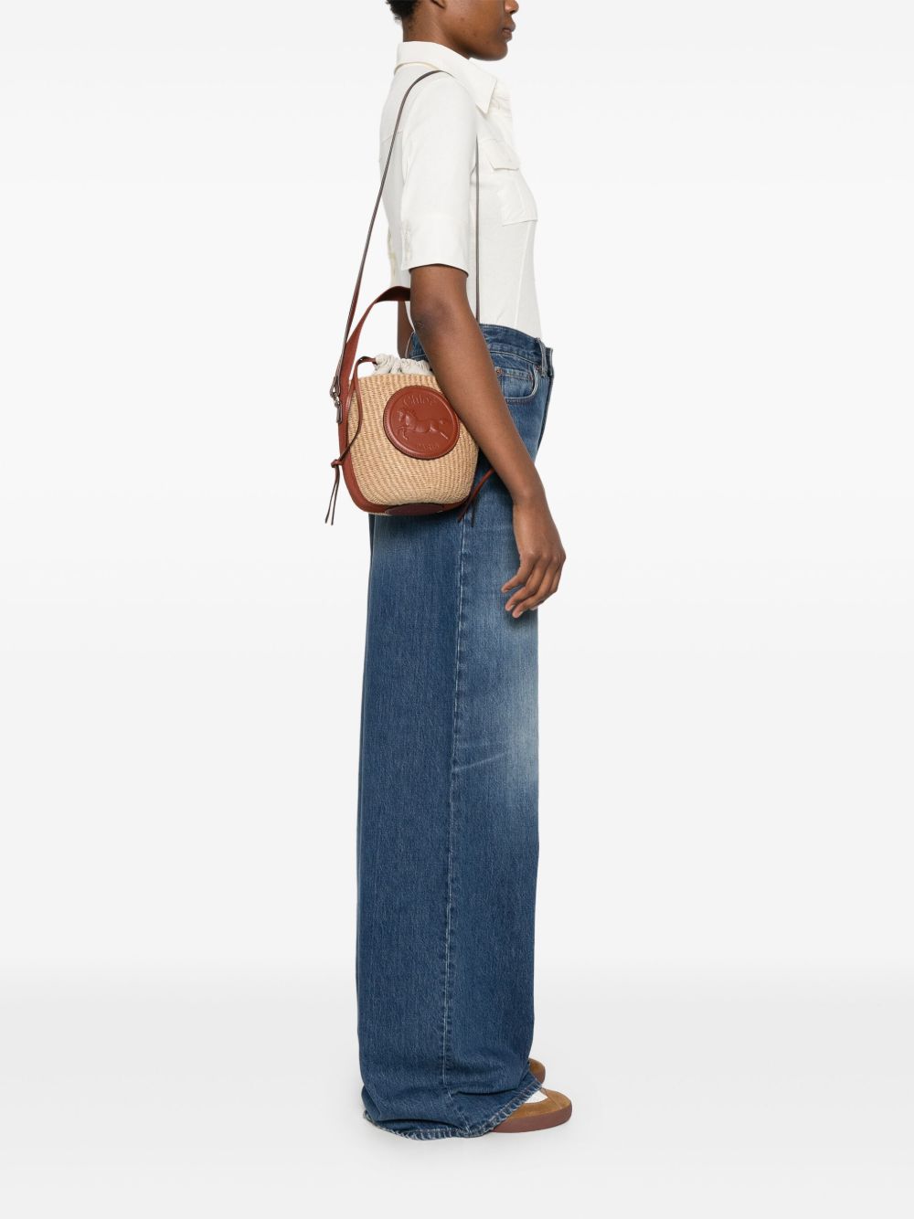 Chloé Women Rafia And Leather Bucket Bag CHLOE