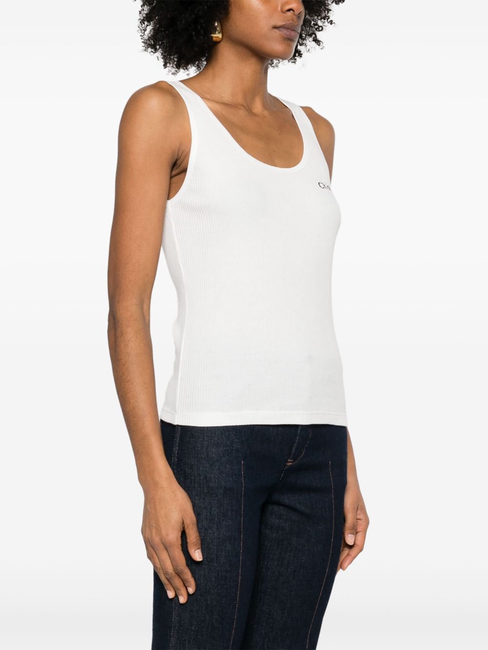 Chloé Women Logo Cotton Tank Top CHLOE