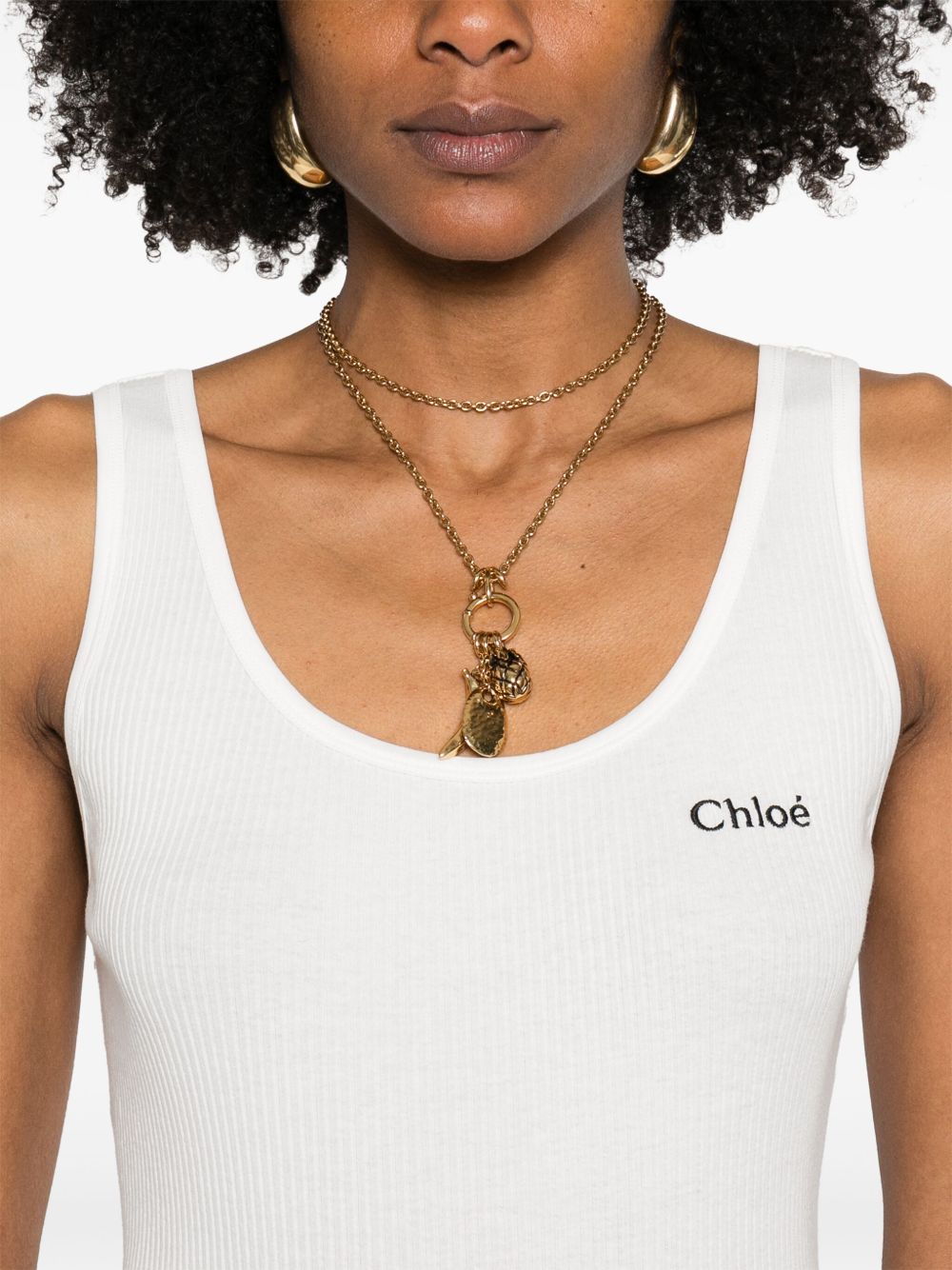 Chloé Women Logo Cotton Tank Top CHLOE