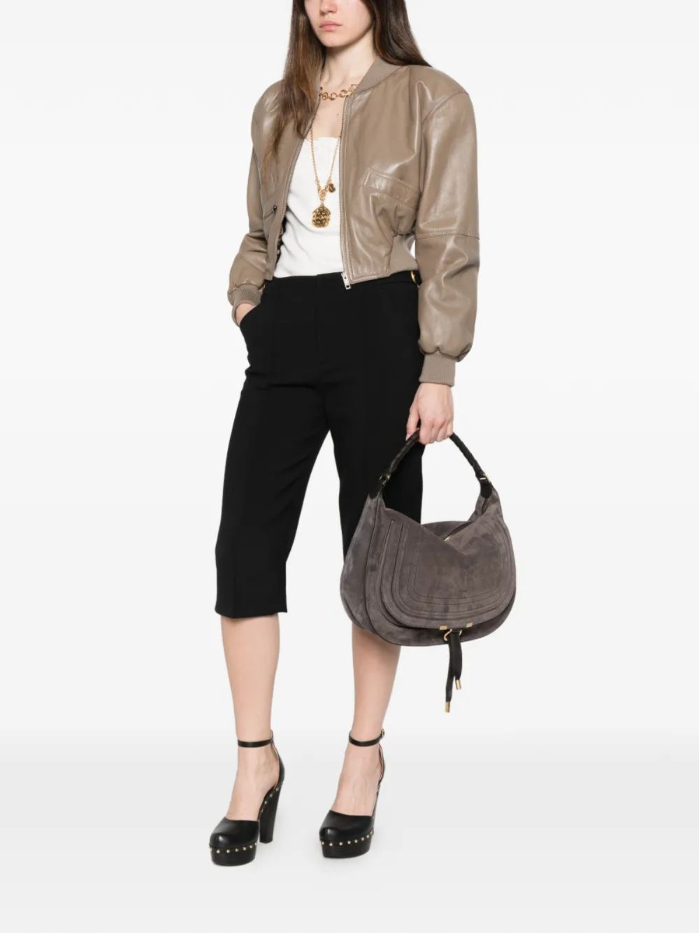 Chloé Women Marcie Suede Leather Hobo Bag CHLOE