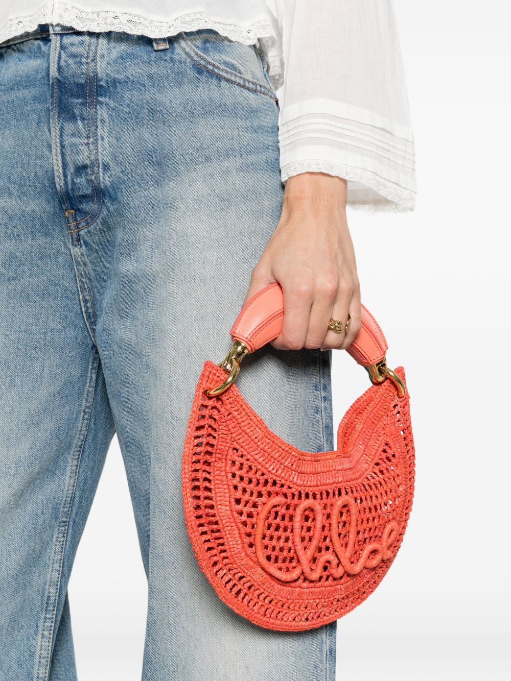 Chloé Women Summer Banana Rafia Mini Hobo Bag