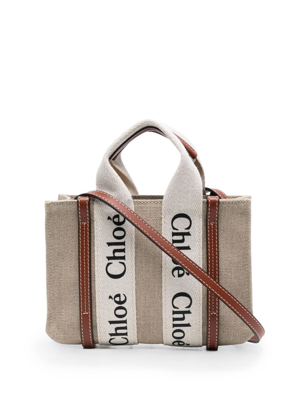 Chloé Women Woody Mini Linen Tote Bag CHLOE